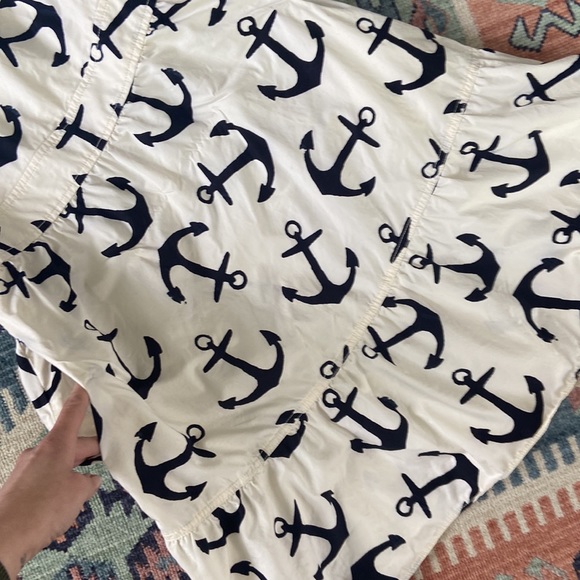 J. Crew dizzy anchors mini dress sleeveless flouncy ruffle cream blue size 2 - Picture 16 of 16